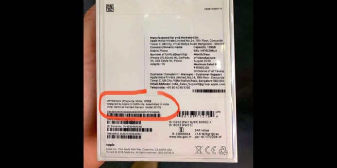 外媒刊登包裝照片   證 Apple 在印度組裝 iPhone XR