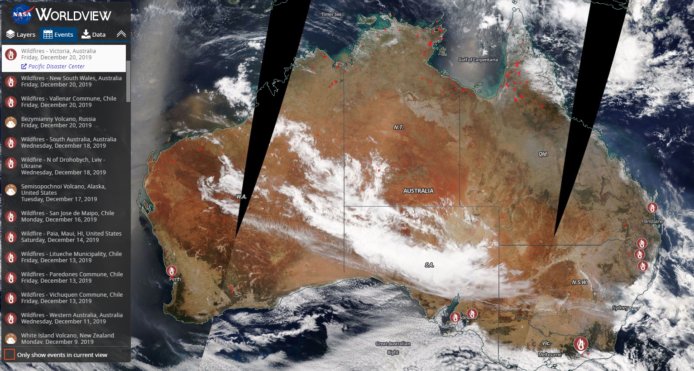 澳洲山火持續多月　衛星照片一片通紅