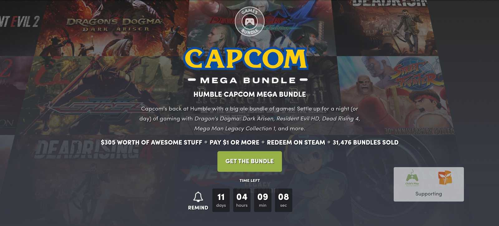Humble Bundle 推 CAPCOM 遊戲套裝優惠 最低 1 美元可買 3 款遊戲