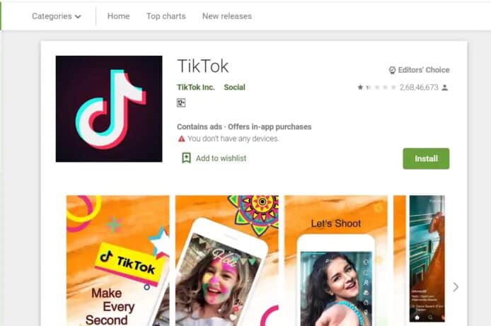 印度網紅累 TikTok 挨批   需 Google 出手移除 800 萬則負評