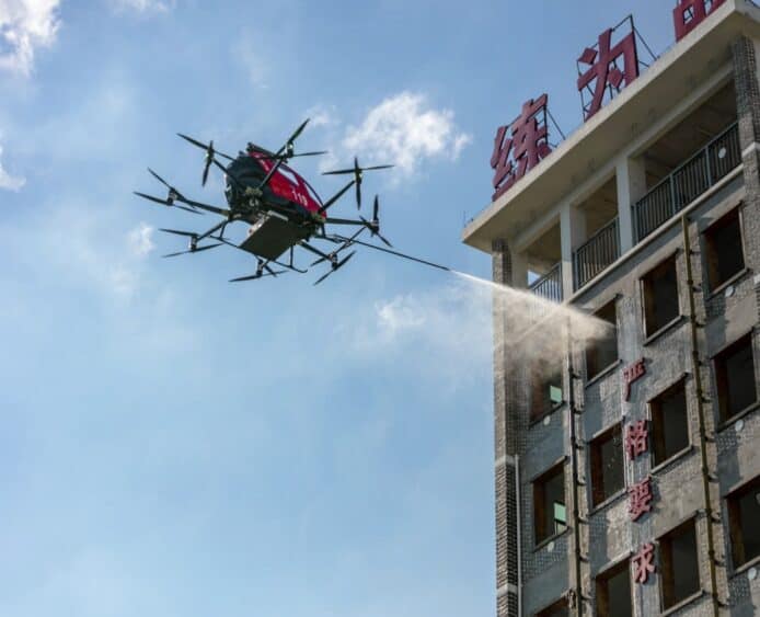 中國公司推消防用無人機   快速前往高樓火場滅火