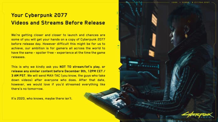 《Cyberpunk 2077》被偷跑一星期   開發商：「MAX-TAC 會追捕劇透者」