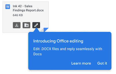 Gmail 附件新增「編輯」鍵 一按即可轉至 Google 文件