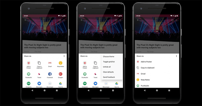 Android 個性化界面再減    Google禁用第三方分享選單