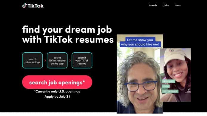 TikTok 美國試點項目   推出視像履歷搵工服務
