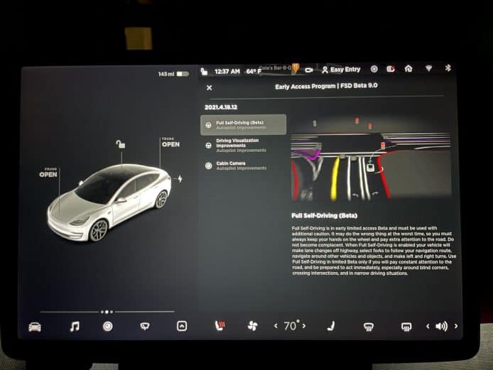 Tesla FSD Beta 9 正式推出　介面大幅更新路況更清晰