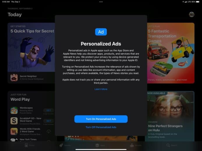 iOS 15 將擴充個人化廣告提示　Apple 自家 App 將會涵蓋在內