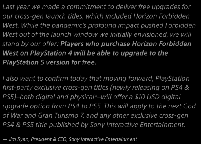 PS4 遊戲升級 PS5 版不再免費     Sony 自家遊戲升級需收費 US$10