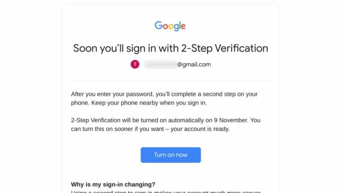 Google 陸續發送電郵提示   年底前強制實施帳號兩階段認證