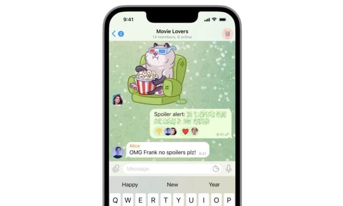 Telegram 加入劇透保護功能　可隱藏部分訊息直到手動開啓