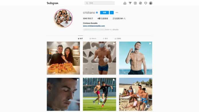 葡萄牙球星 C.朗拿度   Instagram 突破 4 億 Followers 成全球最多