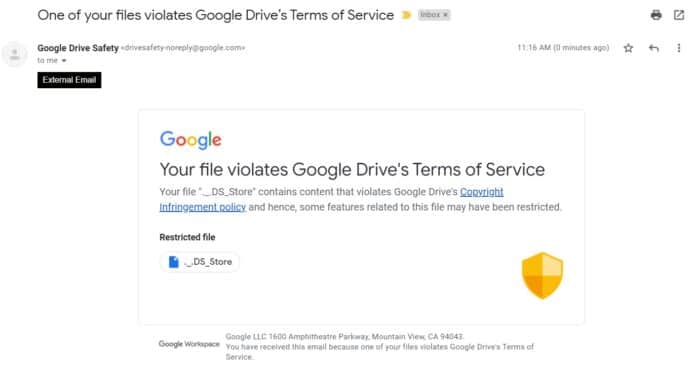 Google Drive 再度搞錯   誤認 macOS .DS_Store 為侵權檔案