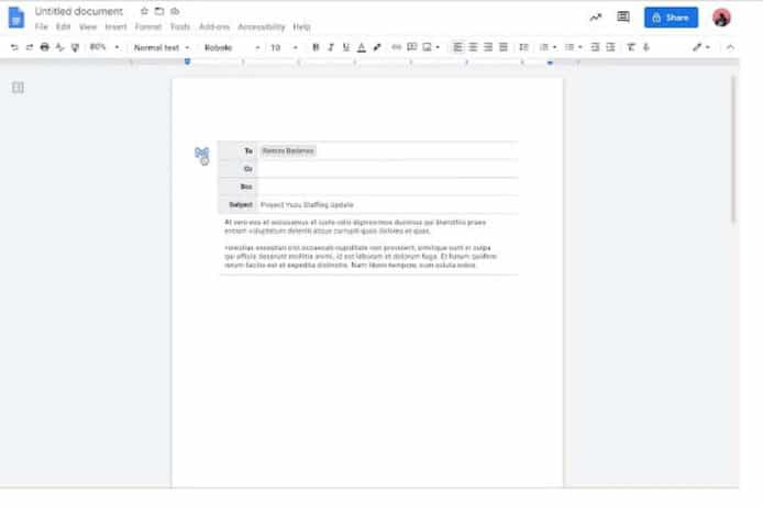 Google Docs 推新功能   編寫電郵如寫信般容易
