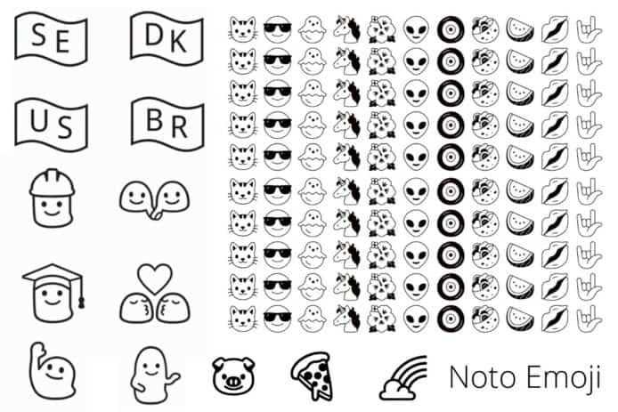 Google 推 Noto Emoji 字體   收錄逾 3,000 個簡化黑白表情符號