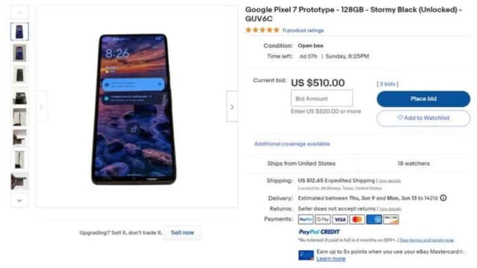 去年工程機外洩翻版   Google Pixel 7 工程機被放 eBay 拍賣