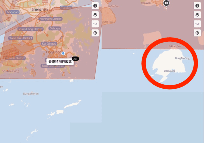 DJI 無人機禁飛地圖全紅    網民發現遺漏蒲台島