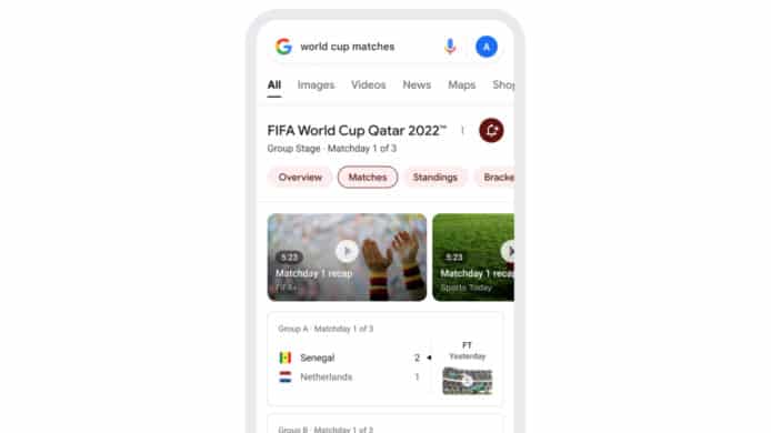 配合卡塔爾世界盃開鑼   Google 多項服務強化足球資訊
