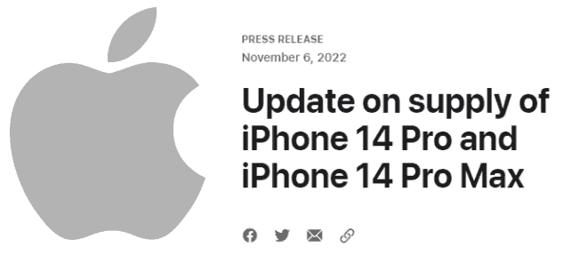 iPhone 14 Pro 系列需求強勁     Apple：鄭州鴻海 11 月下旬恢復產能