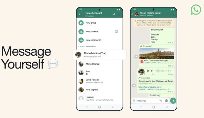 WhatsApp「與自己通話」功能    向自己發送訊息當筆記簿