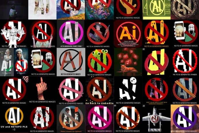 藝術平台 ArtStation 隱藏抗議圖片　指反 AI 標誌洗板違反使用協議