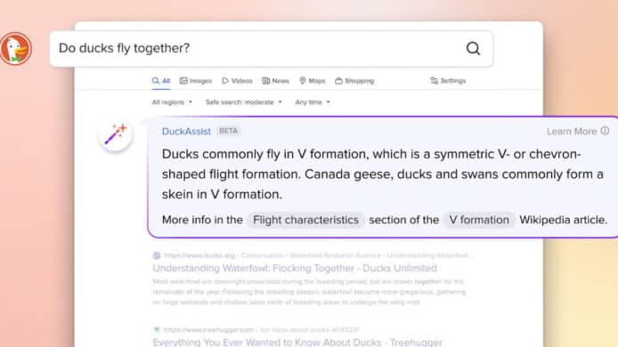 搜尋器 DuckDuckGo 加入人工智能   整合維基百科全書豐富答案內容