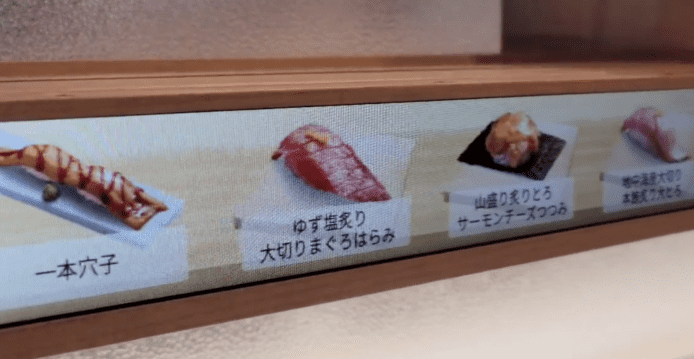 【有片睇】日本壽司店改玩「虛擬迴轉壽司」   滾動熒幕設在桌面點擊落order