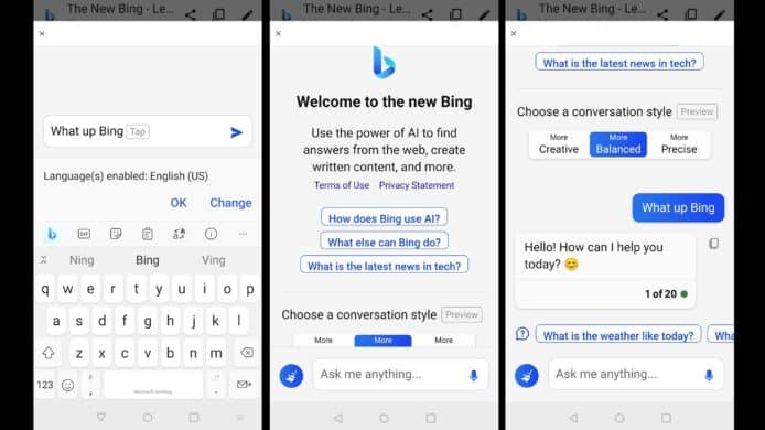 Samsung Galaxy 裝置預設 Bing AI    可直接同 AI 聊天、更改說話語調