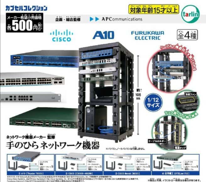 日本玩具商推出 Server 房 1/12扭蛋  CISCO、A10、古河電氣監修