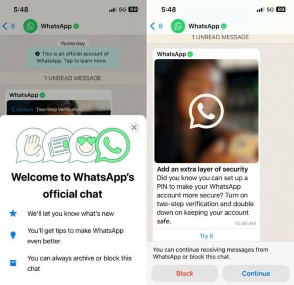 WhatsApp 官方帳戶增設「綠剔」  提醒用戶開啟雙重驗證保安全