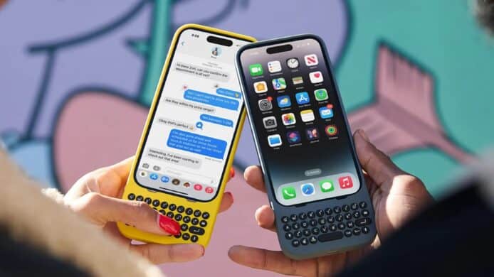 iPhone with small QWERTY keyboard