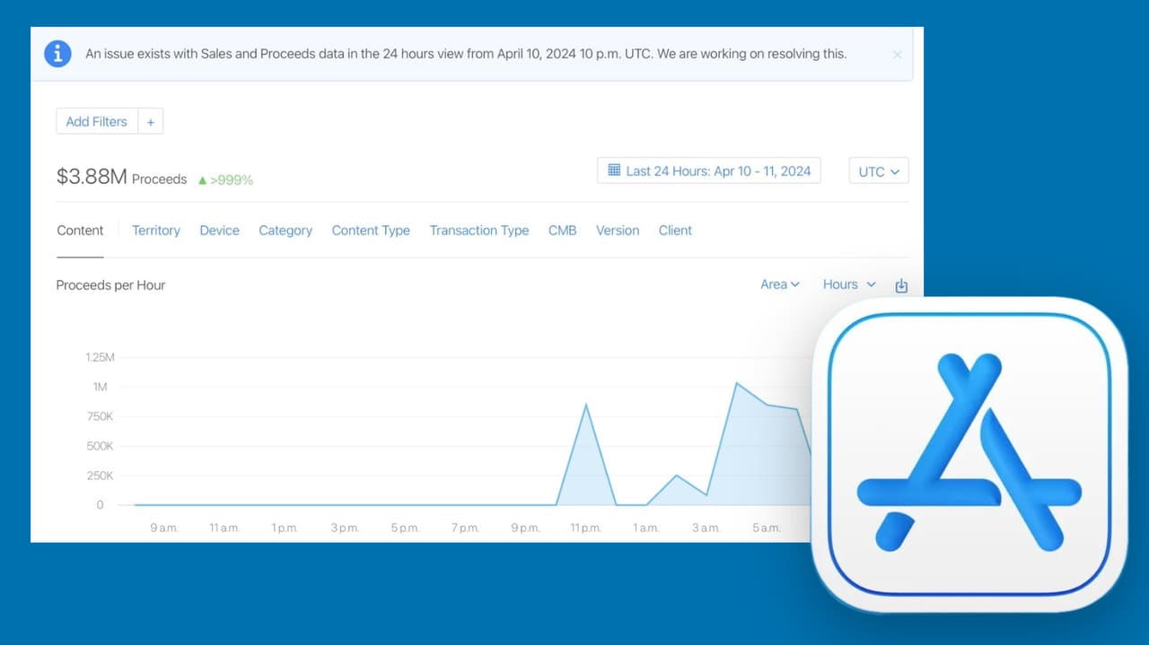 Apple App Store 後台有 Bug 錯誤向開發者顯示過百萬美元收入