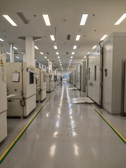 工廠內部大型機器設備整齊排列.