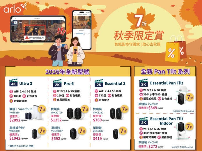 Arlo秋季限定賞指定產品限時優惠.