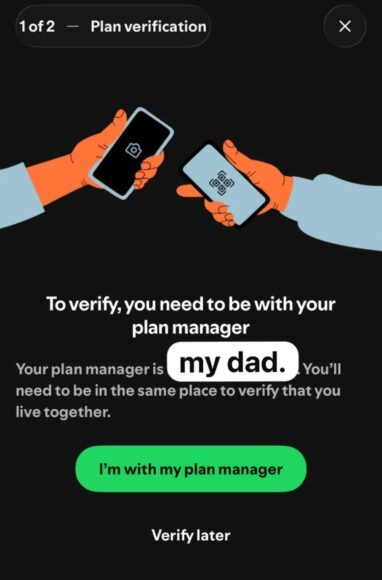 Spotify家庭計劃掃碼驗證 用手機掃碼驗證家庭計劃.