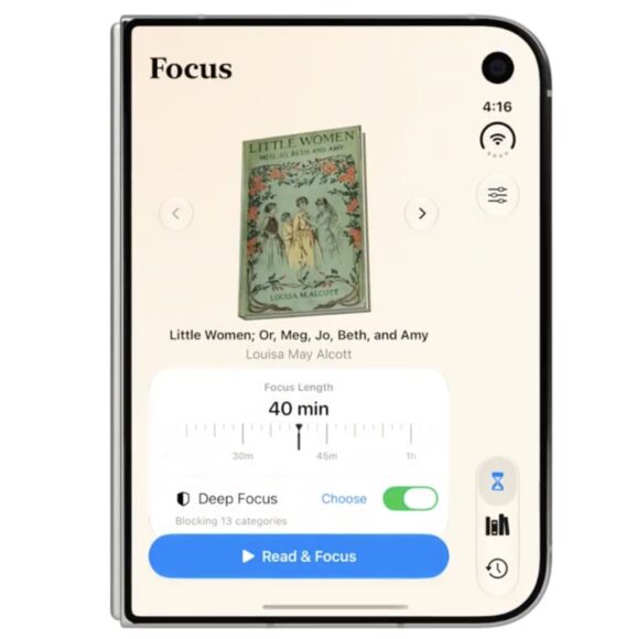 Focus 濃淡顯示在手機上冊封設計.