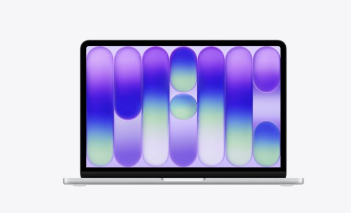 MacBook 屏幕與亮麗色塊影像.