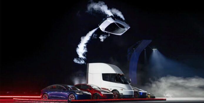 Tesla Roadster 空中飛行表演.