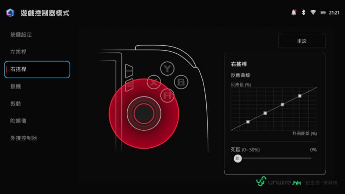 ROG XBOX Ally X20 控制器右搖桿特寫.