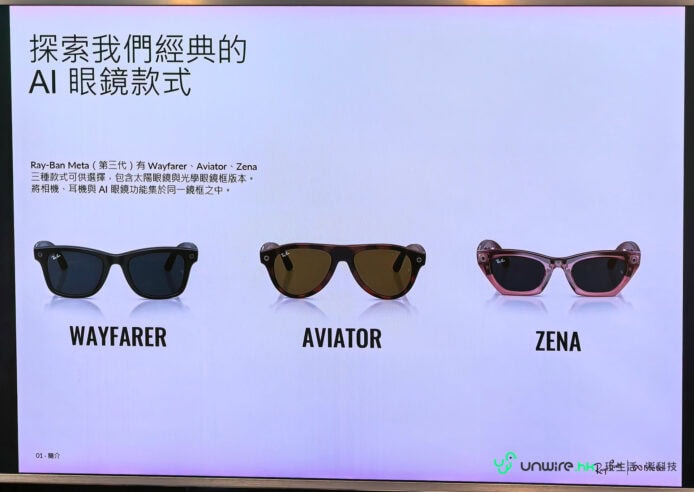 Ray-Ban 三款AI眼鏡展示.