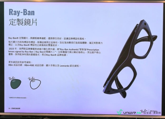 Ray-Ban 定製鏡片智能眼鏡展示.